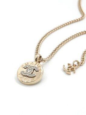 Chanel Choker Gold Coco Mark Logo Rhinestone